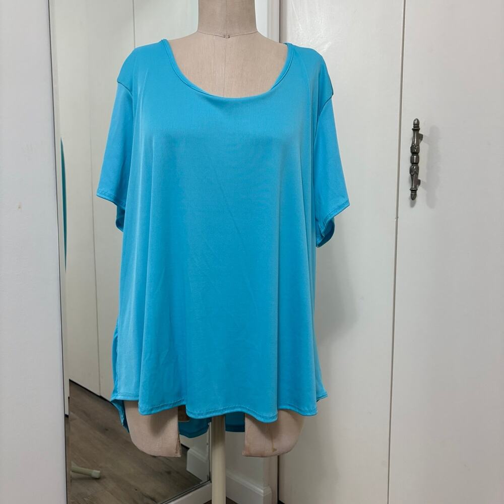 Star Vixen Woman's Blue Crewneck Basic Everyday Short Sleeve Top Size 2X NWT